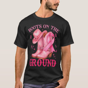 T-shirt Bottes Sur Le Sol Pink Cowgirl Cancer Du Sein Wom