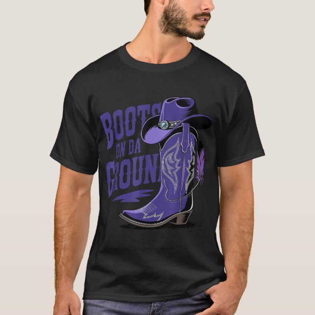 T-shirt Bottes Sur Le Terrain Boot Cowboy Purple Western (Devant)