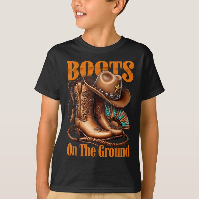 T-shirt Bottes Sur Le Terrain Boot Cowboy Western Cowgirl  (Devant)