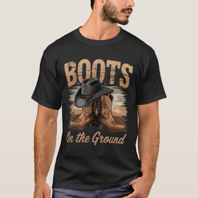 T-shirt Bottes Sur Le Terrain Cowgirl Line Danse Femmes Ho (Devant)