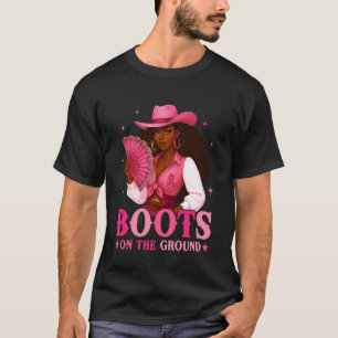 T-shirt Bottes sur le terrain Cowgirl rose Cancer du sein 