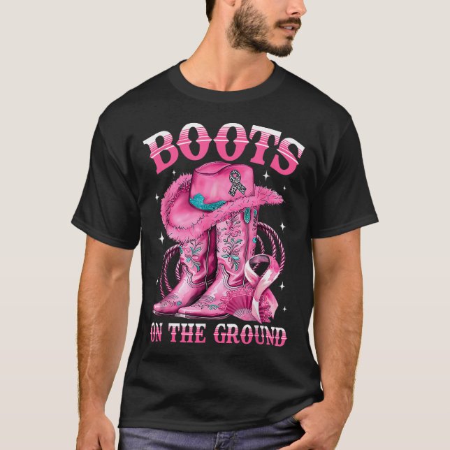 T-shirt Bottes Sur Le Terrain Cowgirl Western Breast Cance (Devant)