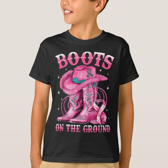 T-shirt Bottes Sur Le Terrain Cowgirl Western Breast Cance (Devant)