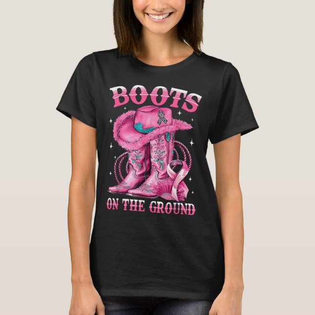 T-shirt Bottes Sur Le Terrain Cowgirl Western Breast Cance (Devant)