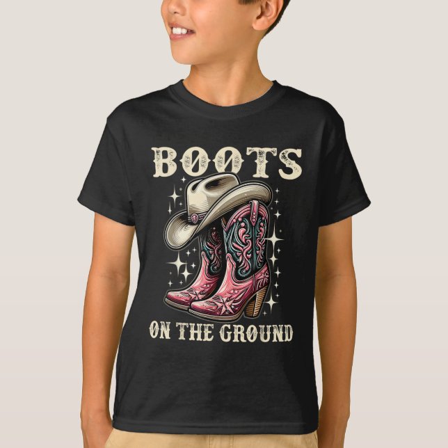 T-shirt Bottes Sur Le Terrain, Linge De Lit, Cowgirl Cowbo (Devant)