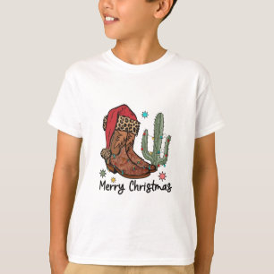 T-shirt Bottes Western Santa Joyeux Noël Bottes Xmas