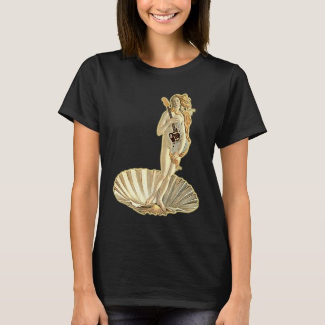 T-shirt Botticelli Venus With Electric Guitar Rock Guitari (Devant)