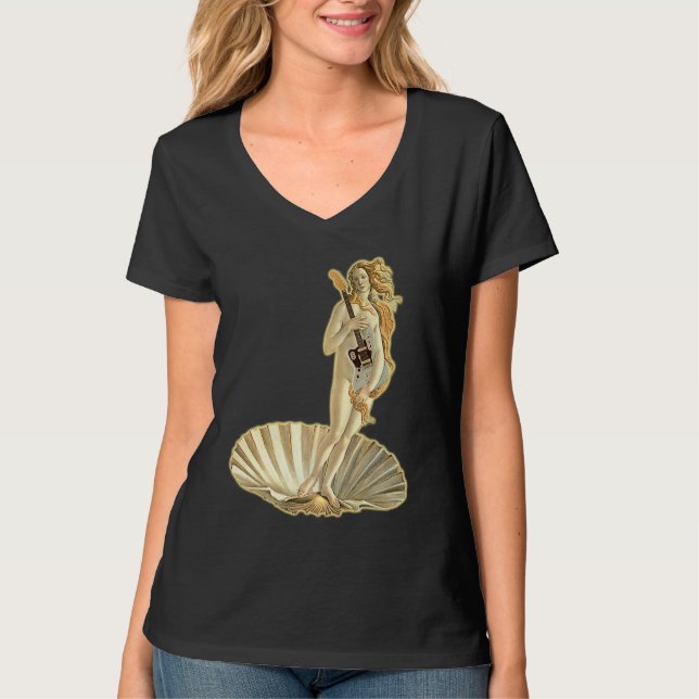 T-shirt Botticelli Venus With Electric Guitar Rock Guitari (Devant)