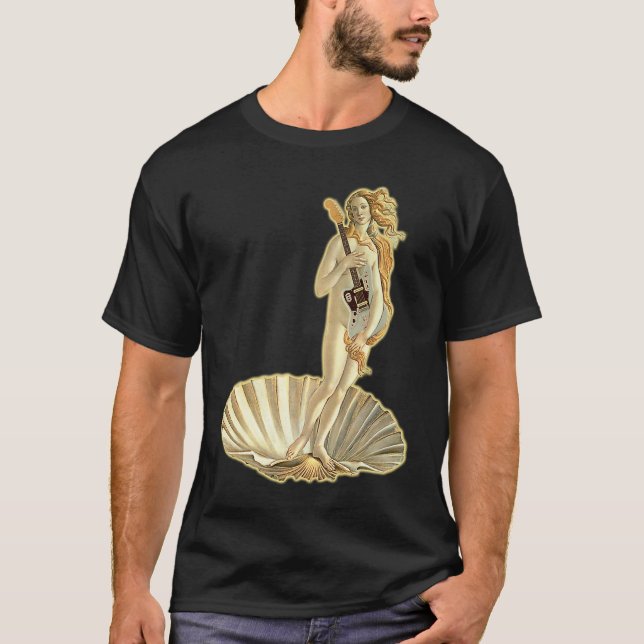 T-shirt Botticelli Venus With Electric Guitar Rock Guitari (Devant)