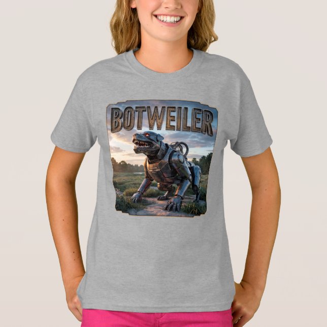 T-shirt Botweiler Photographique – Rottweiler Robot Drôle (Devant)