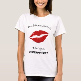 T-shirt Bouche à bâtonnets rouges de la femme à bouillo