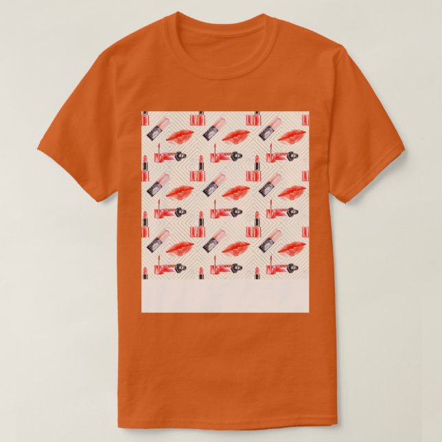 T-shirt Bouche de baiser avec Motif de bâton à lèvres (Design devant)