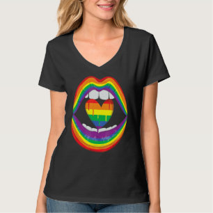 T-shirt Bouche de lèvres Rainbow Heart Gay Lgbtq Lgbt Prid