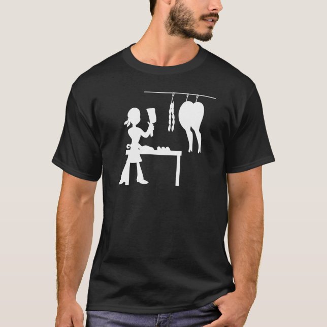 T-shirt Boucher Boucherie Charcuterie Saucisse Salami Chef (Devant)