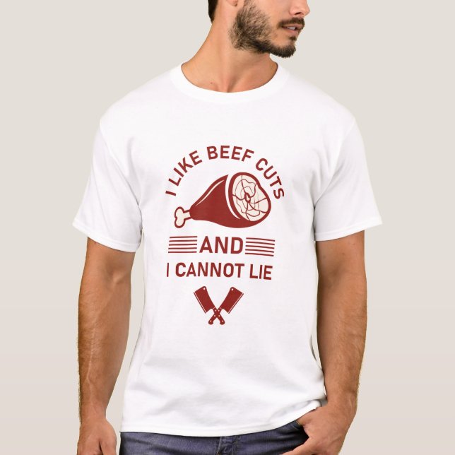 T-shirt Boucher Boucherie J'aime les coupes de boeuf et je (Devant)