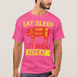 T-shirt Boucher Mange Sommeil Coupe Viande Répéter