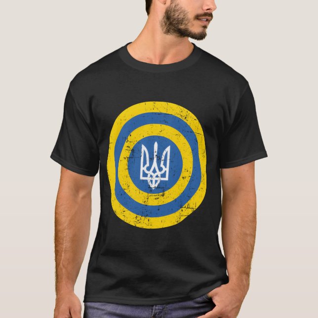 T-shirt Bouclier Capitaine Ukraine Drapeau ukrainien Solid (Devant)