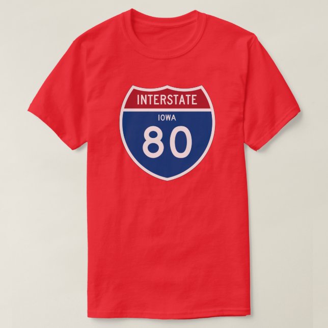 T-shirt Bouclier d'autoroute nationale de l'Iowa IA I-80 - (Design devant)