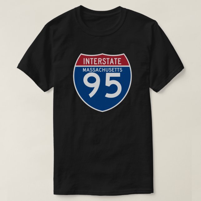 T-shirt Bouclier d'autoroute nationale du Massachusetts mA (Design devant)
