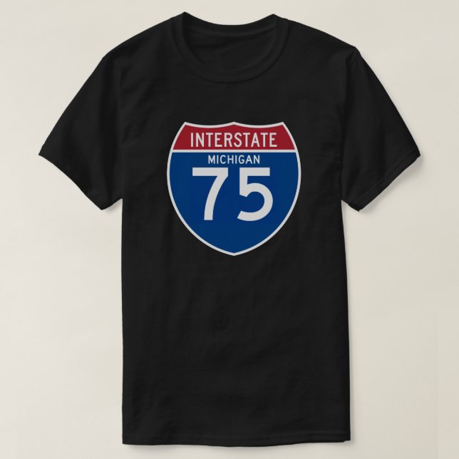 T-shirt Bouclier d'autoroute nationale du Michigan MI I-75 (Design devant)