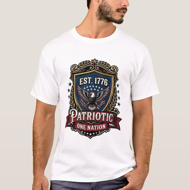 T-shirt Bouclier de bataille patriotique 1776 Sym (Devant)