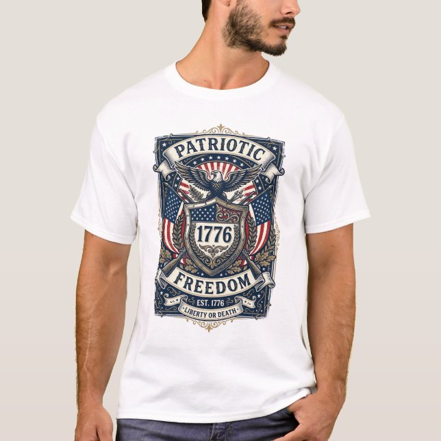 T-shirt Bouclier de bataille patriotique 1776 Sym (Devant)