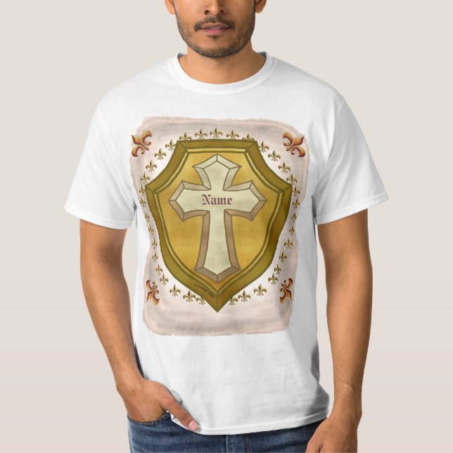 T-shirt Bouclier de croix chrétienne  (Devant)