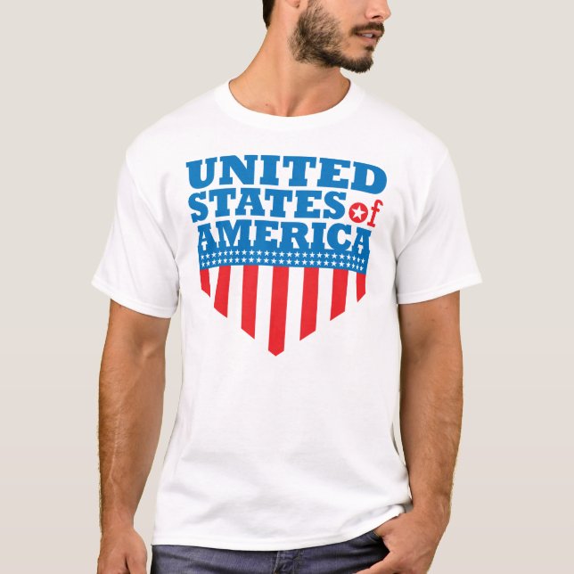 T-shirt Bouclier de drapeau des Etats-Unis - 02 (Devant)