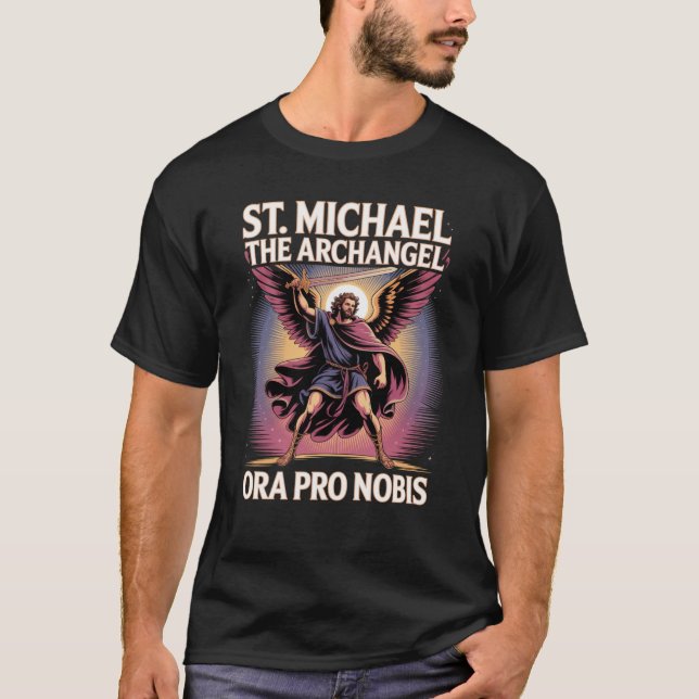 T-shirt Bouclier de prière de Saint Michel Archange  (Devant)