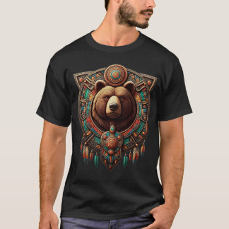 T-shirt Bouclier d'ours dessin aztèque