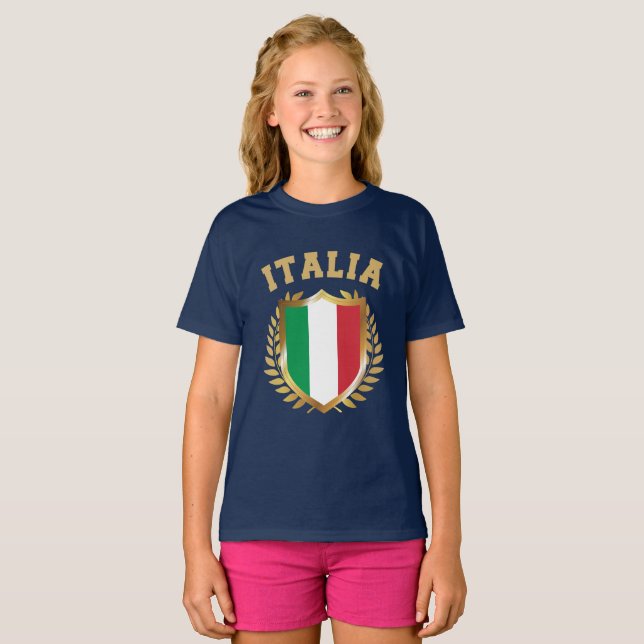 T-shirt Bouclier drapeau Italie/Italie (Devant entier)