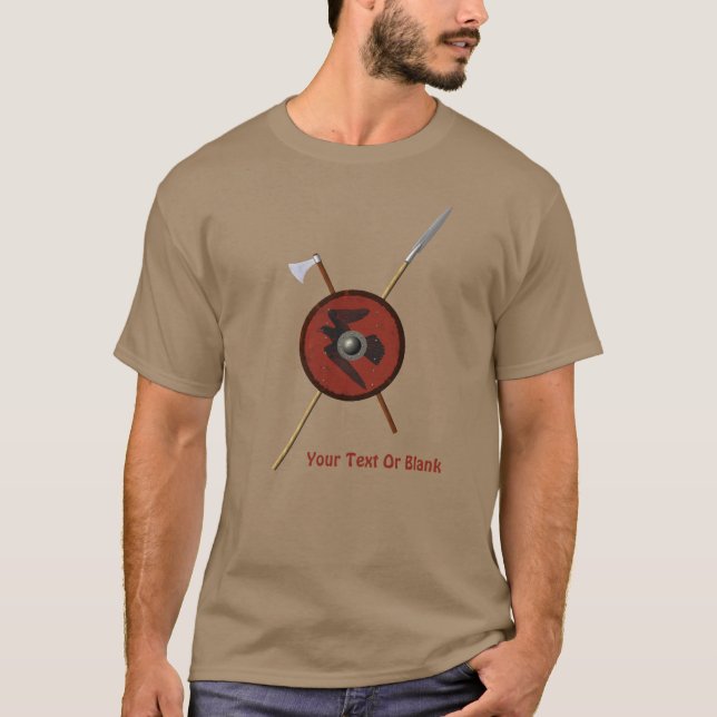 T-shirt Bouclier Et Armes De Corbeau Viking (Devant)