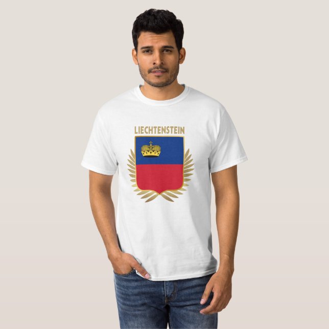 T-shirt Bouclier indicateur du Liechtenstein (Devant entier)