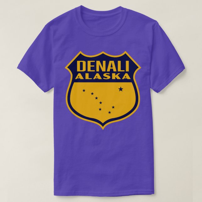 T-shirt Bouclier rétro de Denali Alaska (Design devant)
