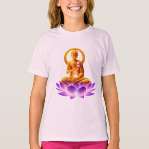 T-shirt Bouddha de méditation Lotus Doré Yoga Spirituel De