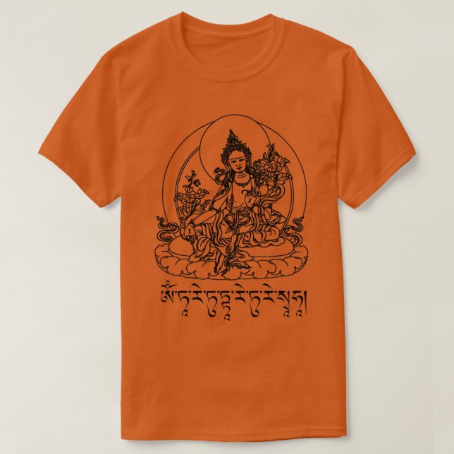 T-shirt Bouddha Green Tara Mantra Bouddhisme tibétain Vajr (Design devant)