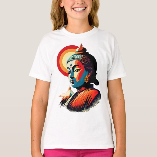 T-shirt Bouddha Lord Retro Pop Art Portrait (Devant)