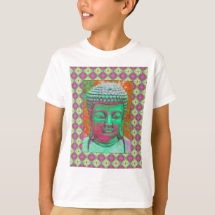 T-shirt Bouddha Pop avec des bordures en Patchwork en vert