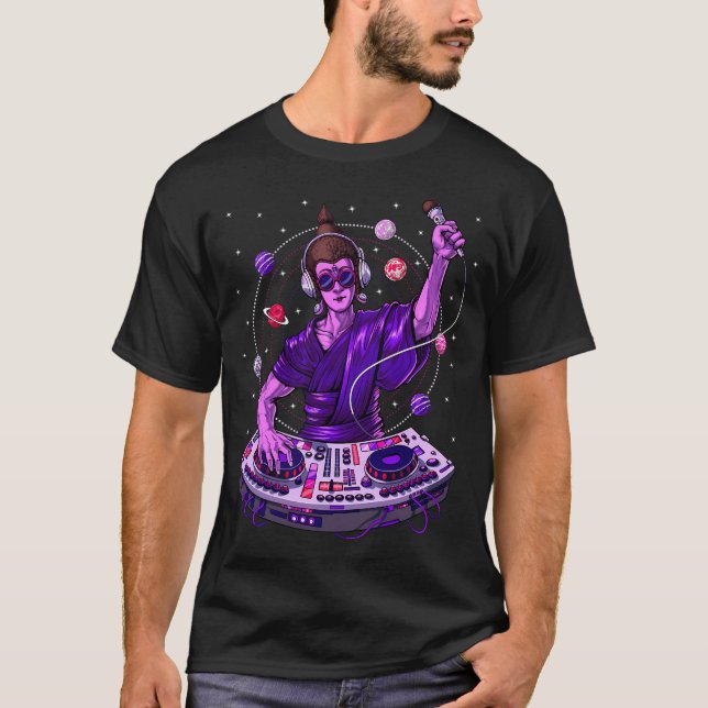 T-shirt Bouddha Psychedelic DJ (Devant)