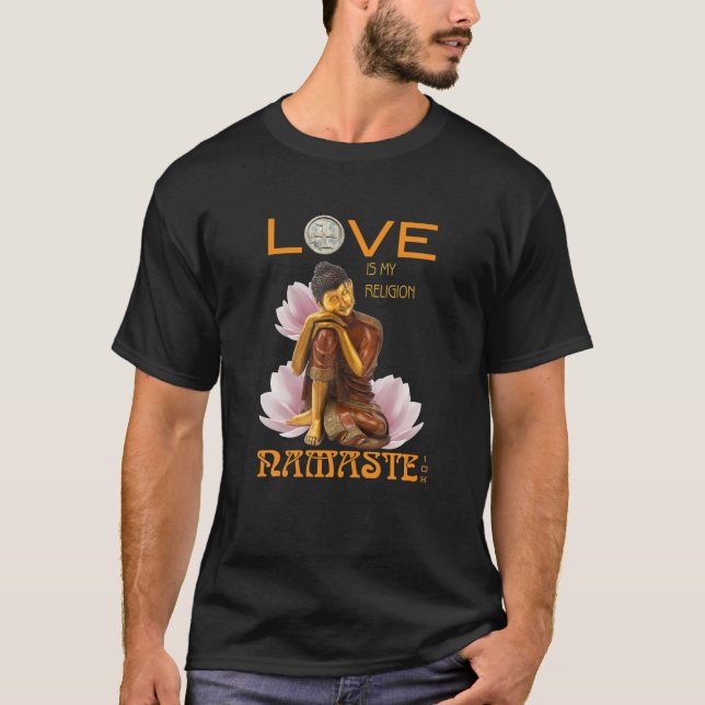 T-shirt Bouddha Repose Avec Lotus Et Namaste (Devant)