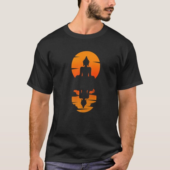 T-shirt Bouddha Sunset Méditation Bouddhisme Inde Bouddhis (Devant)