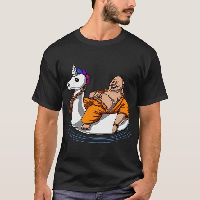 T-shirt Bouddha sur licorne flottante (Devant)