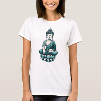 T-shirt Bouddha turquoise dans une pose de lotus