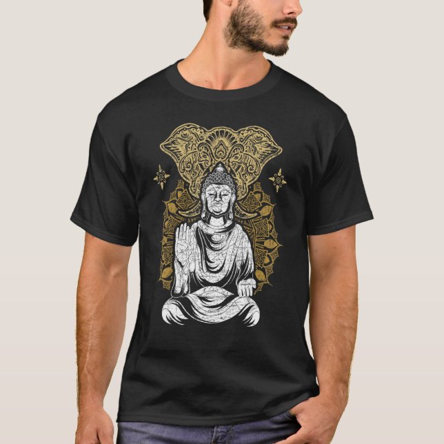 T-shirt Bouddhisme zen Mandala Eléphant spirituel bouddhis (Devant)