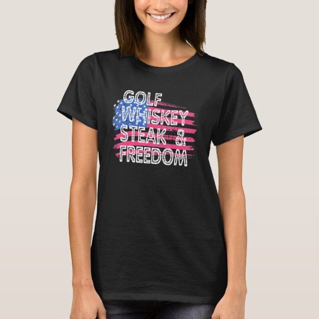 T-shirt Bouffon d'or Steaks Drapeau américain franc 4e O (Devant)