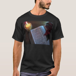 T-shirt Bougie, Bible et Poinsetta
