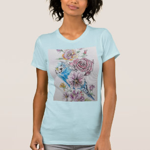 T-shirt Bougie Bleue avec chemise Rose en aquarelle