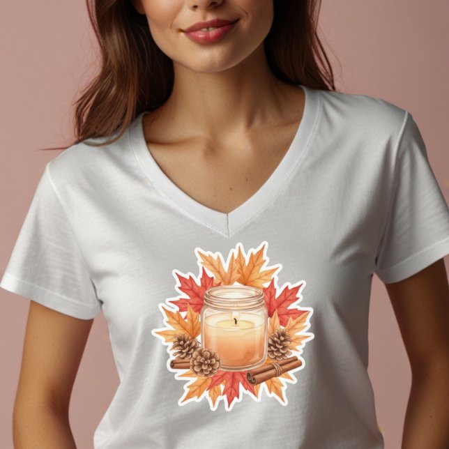T-shirt Bougie Cozy d'Automne avec Feuilles d'Érable | Des (Créateur téléchargé)