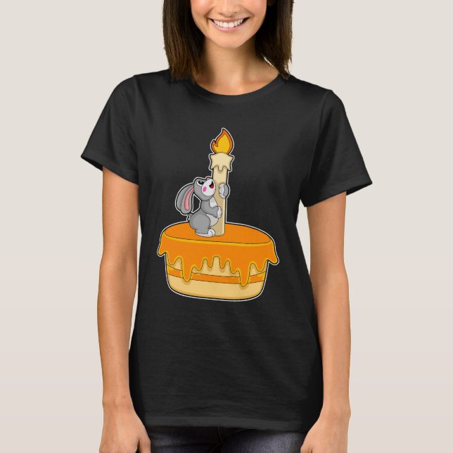 T-shirt Bougie de gâteau d'anniversaire de lapin (Devant)