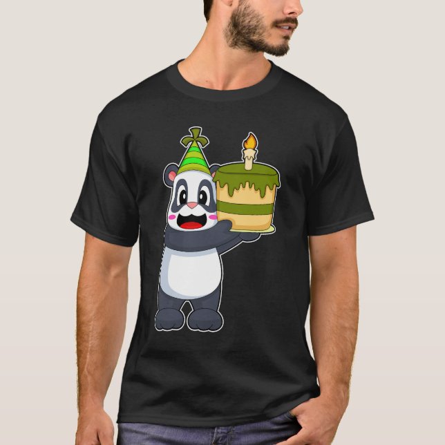 T-shirt Bougie de gâteau d'anniversaire Panda (Devant)